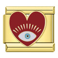 Charm Coração e Olho Grego Dourado NONNA