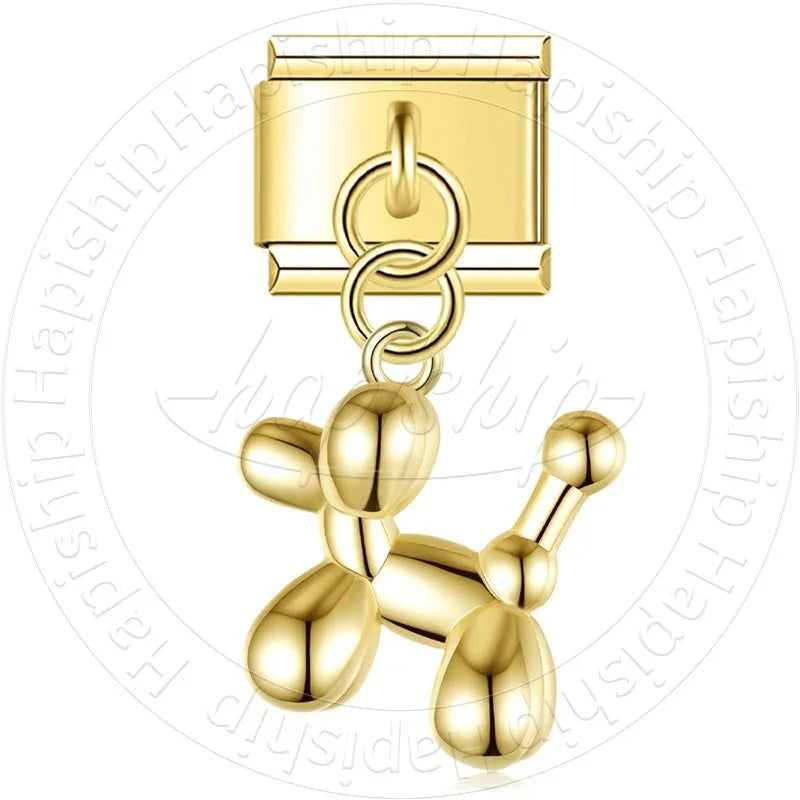 Pingente Cachorro Balão Dourado