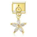 Pingente Flor de Cristal Dourado
