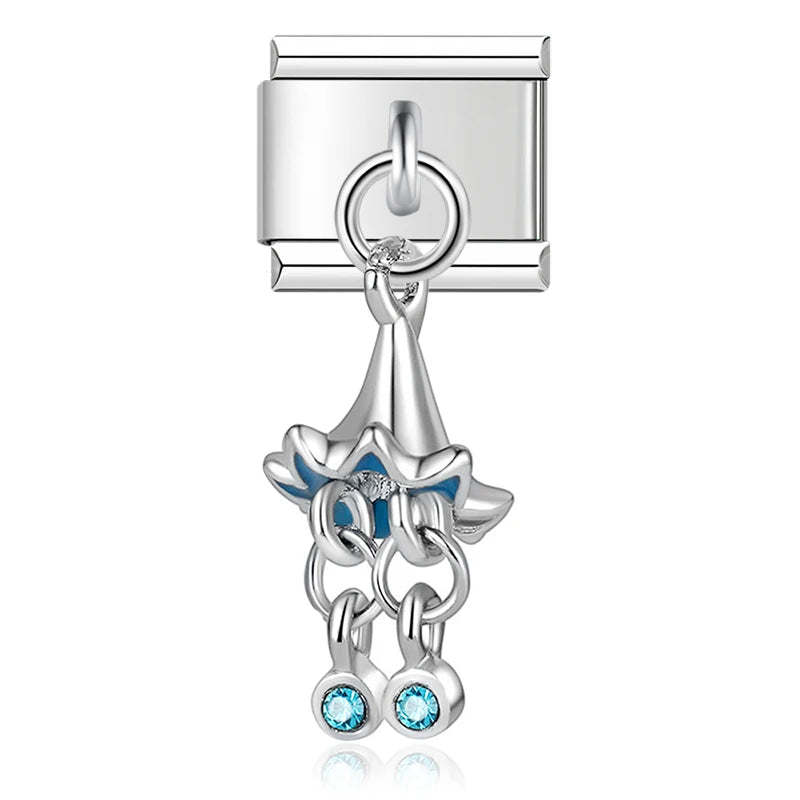Pingente Flor Azul Cravejada