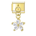 Pingente Flor Cristal Delicada Dourado
