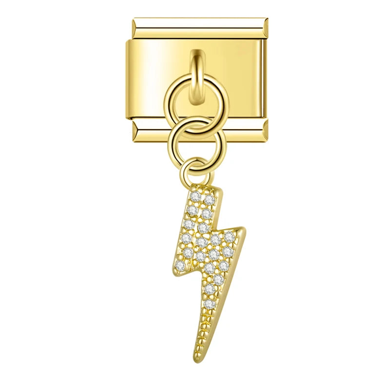 Pingente Raio Cravejado Dourado