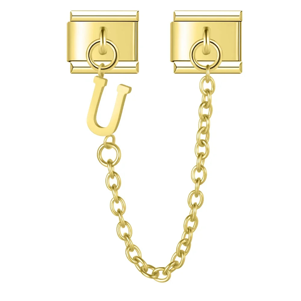 Charm Corrente com Inicial Dourada letra U NONNA